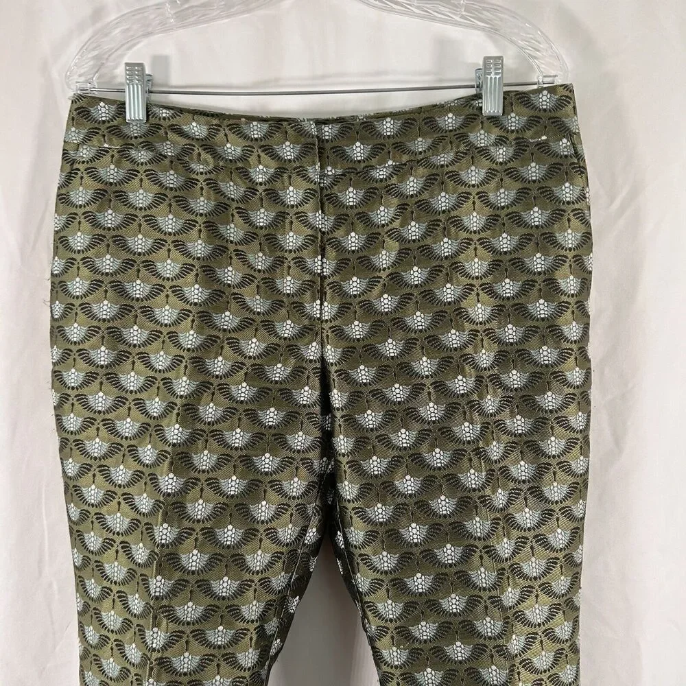 Ann Taylor Dress Pants Women's 8 Green Metallic Signature Mid Rise Pockets